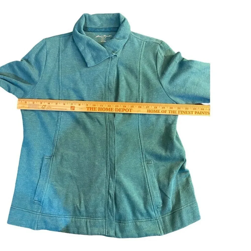 Eddie Bauer Women's Sz LG Teal Outdoor Fleece Lined Snap Button Front Jacket